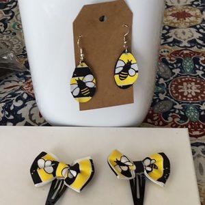 Bee earrings and hair clip